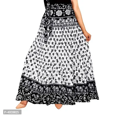 Stylish Floral Print Stylish Wrap Around Black, White Skirt