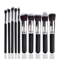 Premium Synthetic Kabuki Foundation Face Powder Blush (10 pcs, Black/Silver)-thumb4