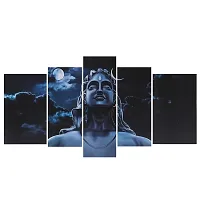 Wall Painting for Living Room Set of 5 | Adiyogi Painting for Wall Decoration | 3D Wall Scenery for Living Room | Ganpati Decoration Items for Home | Adiyogi Painting (75x43 Cm) Multicolor Frames-thumb2