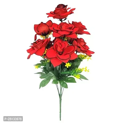 Artificial Velvet Rose Bouquet Red 9 Branches Red Rose Artificial Flower-thumb0