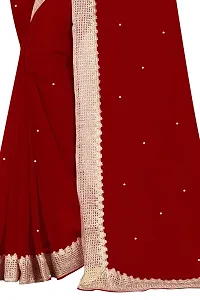 Tattou ARCHI FASHION Women's Pure Georgette Moti Work Saree with Unstitched Blouse Piece (MAROON-thumb2