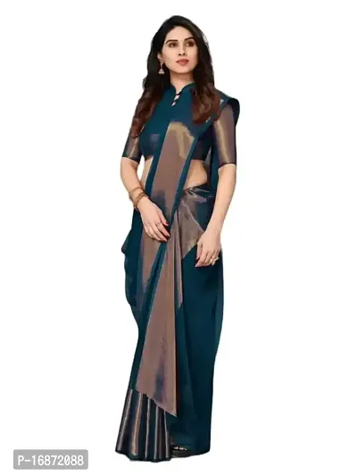 Tattou ARCHI FASHION Women's chiffon Solid Saree with Unstitched Blouse Piece (Kerosine)-thumb0