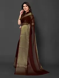 Tattou ARCHI FASHION Women's chiffon Solid Saree with Unstitched Blouse Piece (Brown)-thumb4