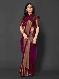 Tattou ARCHI FASHION Women's chiffon Solid Saree with Unstitched Blouse Piece (Purple)-thumb1