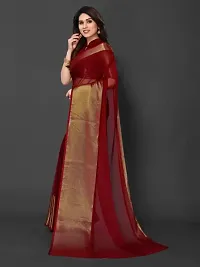 ARCHI FASHION Women's chiffon Solid Saree with Unstitched Blouse Piece (Maroon)-thumb2