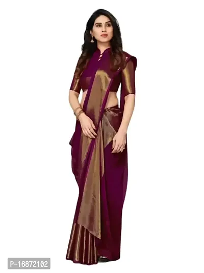 Tattou ARCHI FASHION Women's chiffon Solid Saree with Unstitched Blouse Piece (Purple)