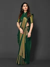 Tattou ARCHI FASHION Women's chiffon Solid Saree with Unstitched Blouse Piece (Green)-thumb2