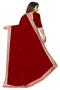 Tattou ARCHI FASHION Women's Pure Georgette Moti Work Saree with Unstitched Blouse Piece (MAROON-thumb1