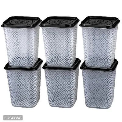 Plastic Air Tight Containers For Kitchen Storage, Pantry Organization(Pack of 6, Black)-thumb0