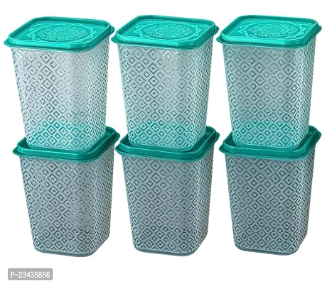 Plastic Air Tight Containers For Kitchen Storage, Pantry Organization(Pack of 6, Sky Green)-thumb0