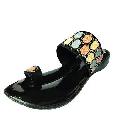 Latest Beautiful Faux Leather Open Toe Flats for Women