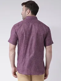 Elegant Purple Linen Solid Short Sleeves Regular Fit Casual Shirt For Men-thumb2