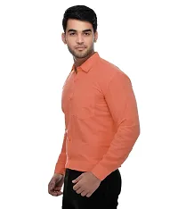 Elegant Orange Cotton Solid Long Sleeves Regular Fit Casual Shirt For Men-thumb1