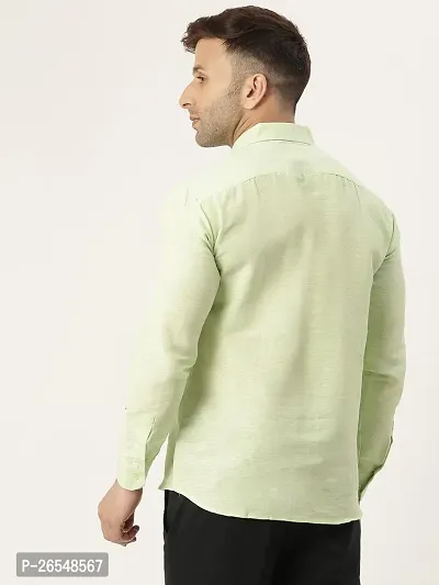 Elegant Green Cotton Solid Long Sleeves Regular Fit Casual Shirt For Men-thumb4