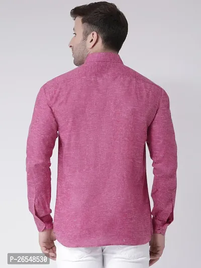 Elegant Purple Linen Solid Long Sleeves Regular Fit Casual Shirt For Men-thumb3