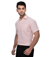 Elegant Pink Cotton Solid Short Sleeves Regular Fit Casual Shirt For Men-thumb1