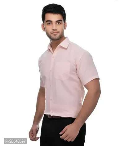 Elegant Pink Cotton Solid Short Sleeves Regular Fit Casual Shirt For Men-thumb2