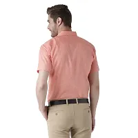 Elegant Orange Cotton Solid Short Sleeves Regular Fit Casual Shirt For Men-thumb2