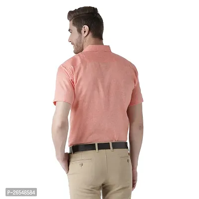 Elegant Orange Cotton Solid Short Sleeves Regular Fit Casual Shirt For Men-thumb3