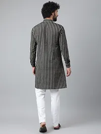 Reliable Black Cotton Striped Kurta Sets For Men-thumb2