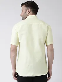 Elegant Yellow Cotton Solid Short Sleeves Regular Fit Casual Shirt For Men-thumb3