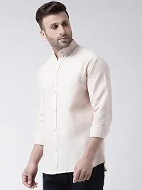 Elegant Beige Cotton Solid Long Sleeves Regular Fit Casual Shirt For Men-thumb1