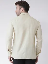 Elegant Beige Linen Solid Long Sleeves Regular Fit Casual Shirt For Men-thumb2
