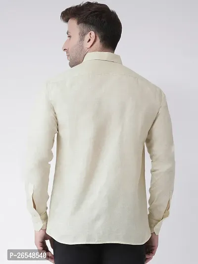 Elegant Beige Linen Solid Long Sleeves Regular Fit Casual Shirt For Men-thumb3