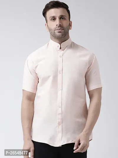 Elegant Beige Cotton Solid Short Sleeves Regular Fit Casual Shirt For Men