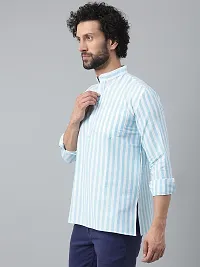 Reliable Blue Cotton Striped Kurtas For Men-thumb1