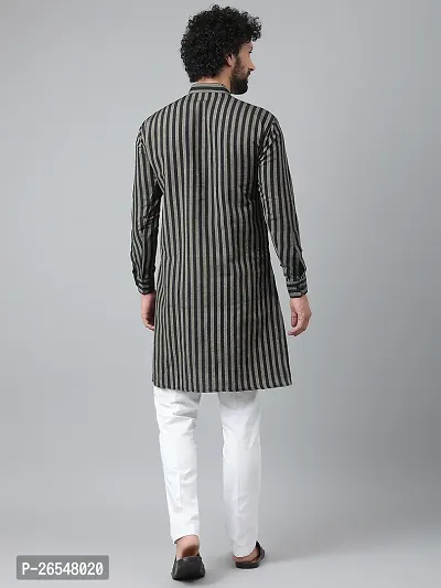 Reliable Black Cotton Striped Kurtas For Men-thumb3