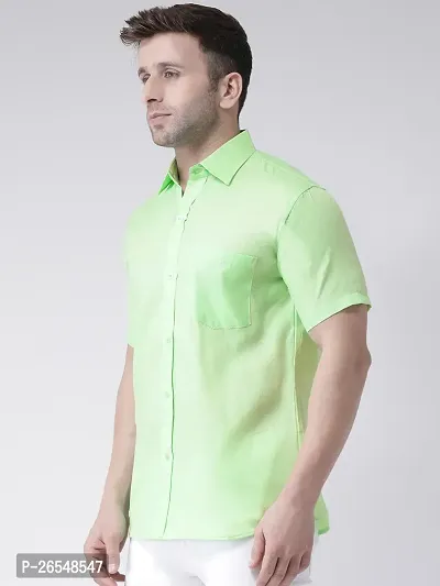 Elegant Green Linen Solid Short Sleeves Regular Fit Casual Shirt For Men-thumb2