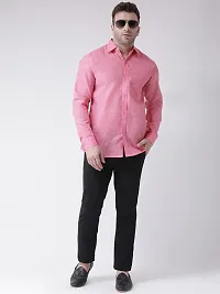 Elegant Pink Linen Solid Long Sleeves Regular Fit Casual Shirt For Men-thumb3