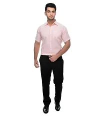 Elegant Pink Cotton Solid Short Sleeves Regular Fit Casual Shirt For Men-thumb2
