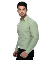 Elegant Green Cotton Solid Long Sleeves Regular Fit Casual Shirt For Men-thumb1