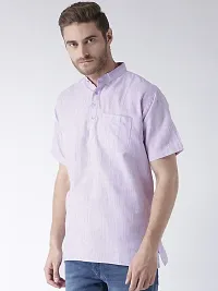 Reliable Purple Cotton Solid Kurtas For Men-thumb1