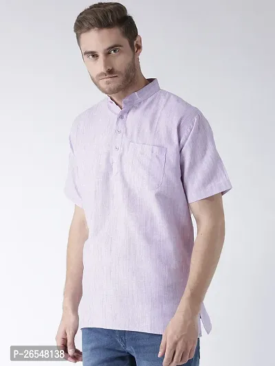 Reliable Purple Cotton Solid Kurtas For Men-thumb2