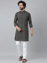 Reliable Black Cotton Striped Kurta Sets For Men-thumb3