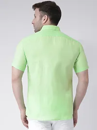 Elegant Green Linen Solid Short Sleeves Regular Fit Casual Shirt For Men-thumb2