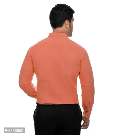 Elegant Orange Cotton Solid Long Sleeves Regular Fit Casual Shirt For Men-thumb4