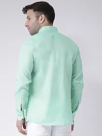 Elegant Green Linen Solid Long Sleeves Regular Fit Casual Shirt For Men-thumb2