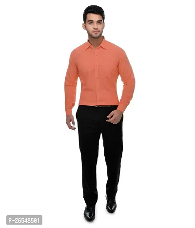 Elegant Orange Cotton Solid Long Sleeves Regular Fit Casual Shirt For Men-thumb3