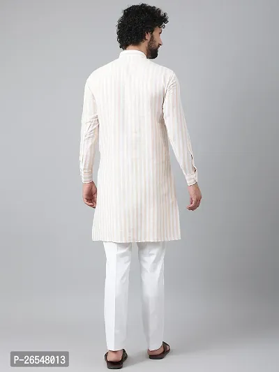 Reliable White Cotton Striped Kurta Sets For Men-thumb3