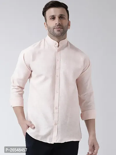 Elegant Beige Cotton Solid Long Sleeves Regular Fit Casual Shirt For Men