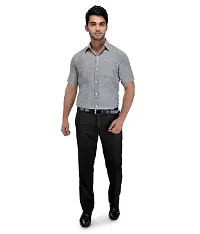 Elegant Grey Cotton Solid Short Sleeves Regular Fit Casual Shirt For Men-thumb2