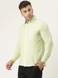 Elegant Green Cotton Solid Long Sleeves Regular Fit Casual Shirt For Men-thumb2