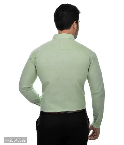 Elegant Green Cotton Solid Long Sleeves Regular Fit Casual Shirt For Men-thumb4