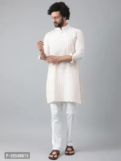Reliable White Cotton Striped Kurta Sets For Men-thumb4