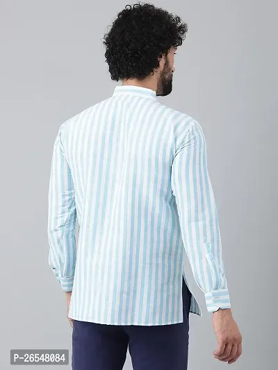 Reliable Blue Cotton Striped Kurtas For Men-thumb3