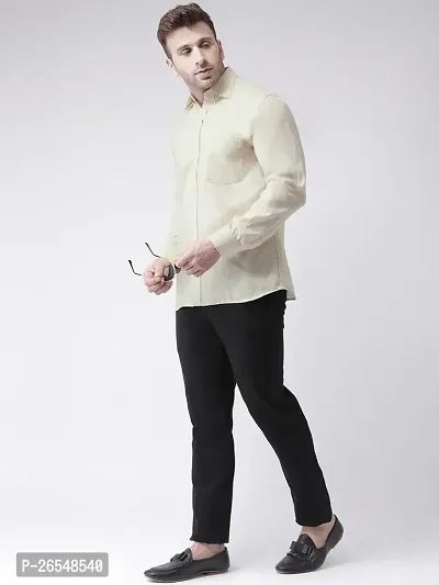 Elegant Beige Linen Solid Long Sleeves Regular Fit Casual Shirt For Men-thumb4